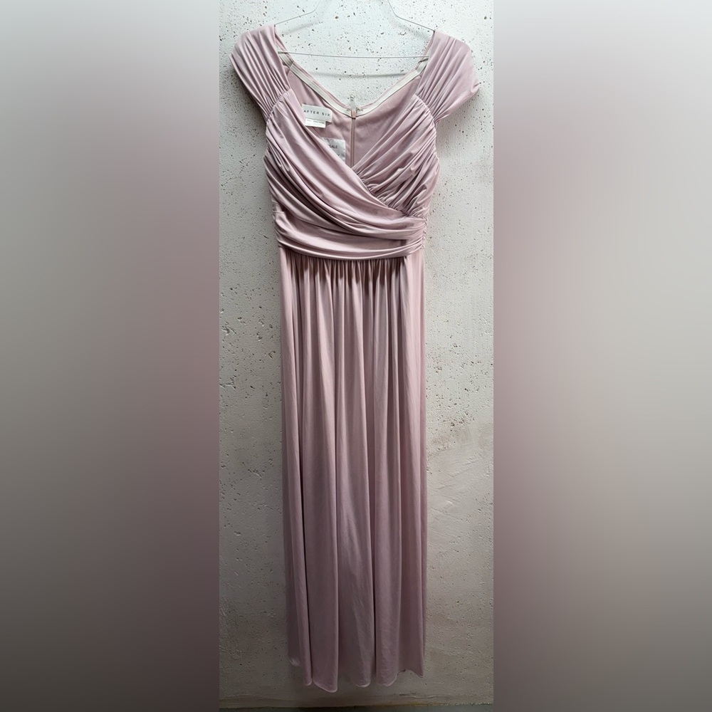 After Six 6697 Bridesmaid Dress Evening Gown Light Rose Pink Stretch Jersey 12 - Picture 2 of 11